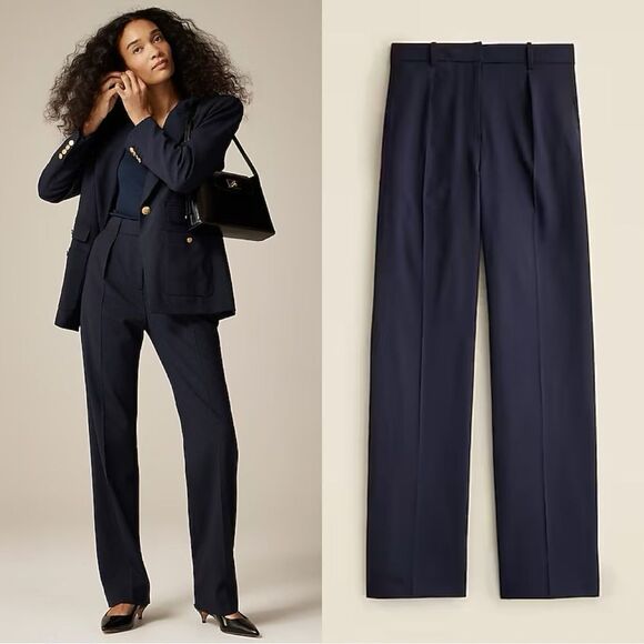 NWT J CREW Portia pant in Italian bi-stretch wool blend in dark navy - Picture 1 of 6